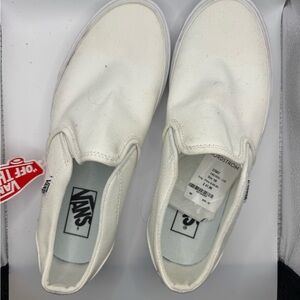 Vans White Slip-On Sneakers